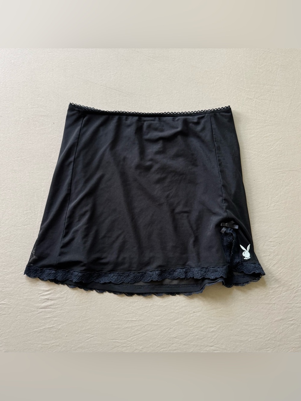 Y2K Era Playboy lace trim mini skirt